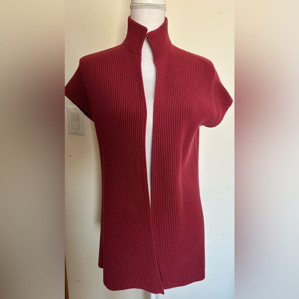 AKRIS Cashmere Long Cardigan Vest in Rose 8 M Excellent Condition